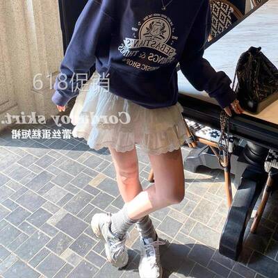 白色蕾丝蛋糕短裙女2025春新款夏季高腰显瘦a字芭蕾风蓬蓬半身裙