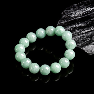 翠莹福天然缅甸A货翡翠13mm圆珠手串冰种玉石珠子手链男女款SL141