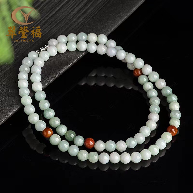 缅甸项链玉珠子翠莹福天然