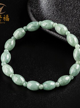 翠莹福正品天然A货翡翠路路通手链豆种玉石桶珠手串女款手饰 SL65