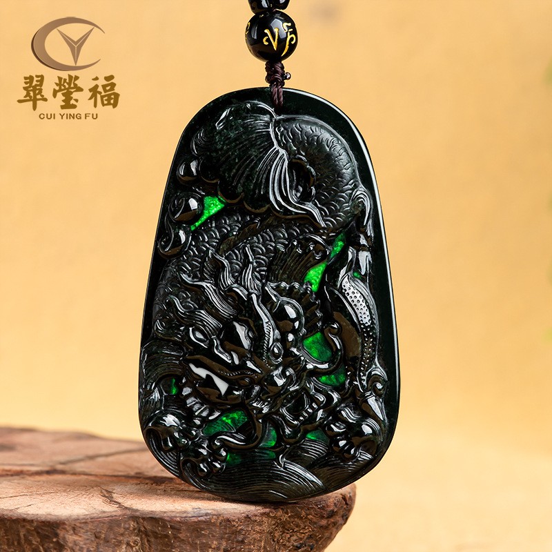 鱼跃龙门吊坠a货翡翠天然