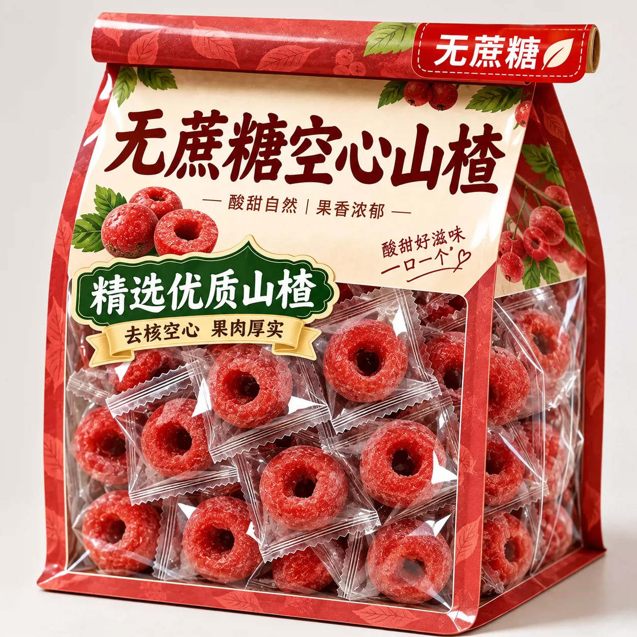 无蔗糖空心山楂独立包装酸甜爽口甄选优质山楂果自然果香干零食