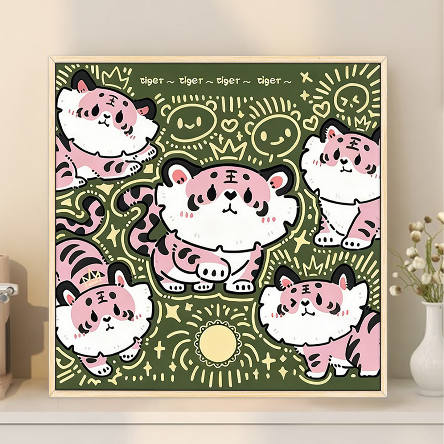 动物系列数字油画diy填色手工丙烯画手绘油彩画卡通挂画装饰画图片