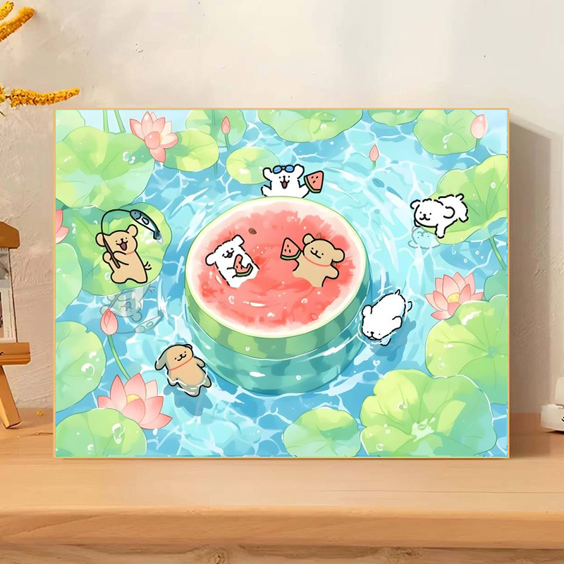 线条小狗数字油画diy填色治愈系油彩画涂色丙烯画解压装饰画手工图片