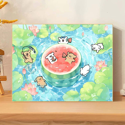 线条小狗数字油画diy填色治愈系油彩画涂色丙烯画解压装饰画手工