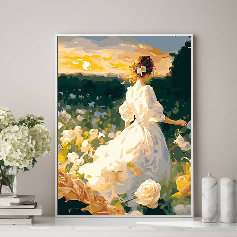 数字油画diy填充填色成人手工人物风景丙烯油彩画装饰挂画治愈系图片