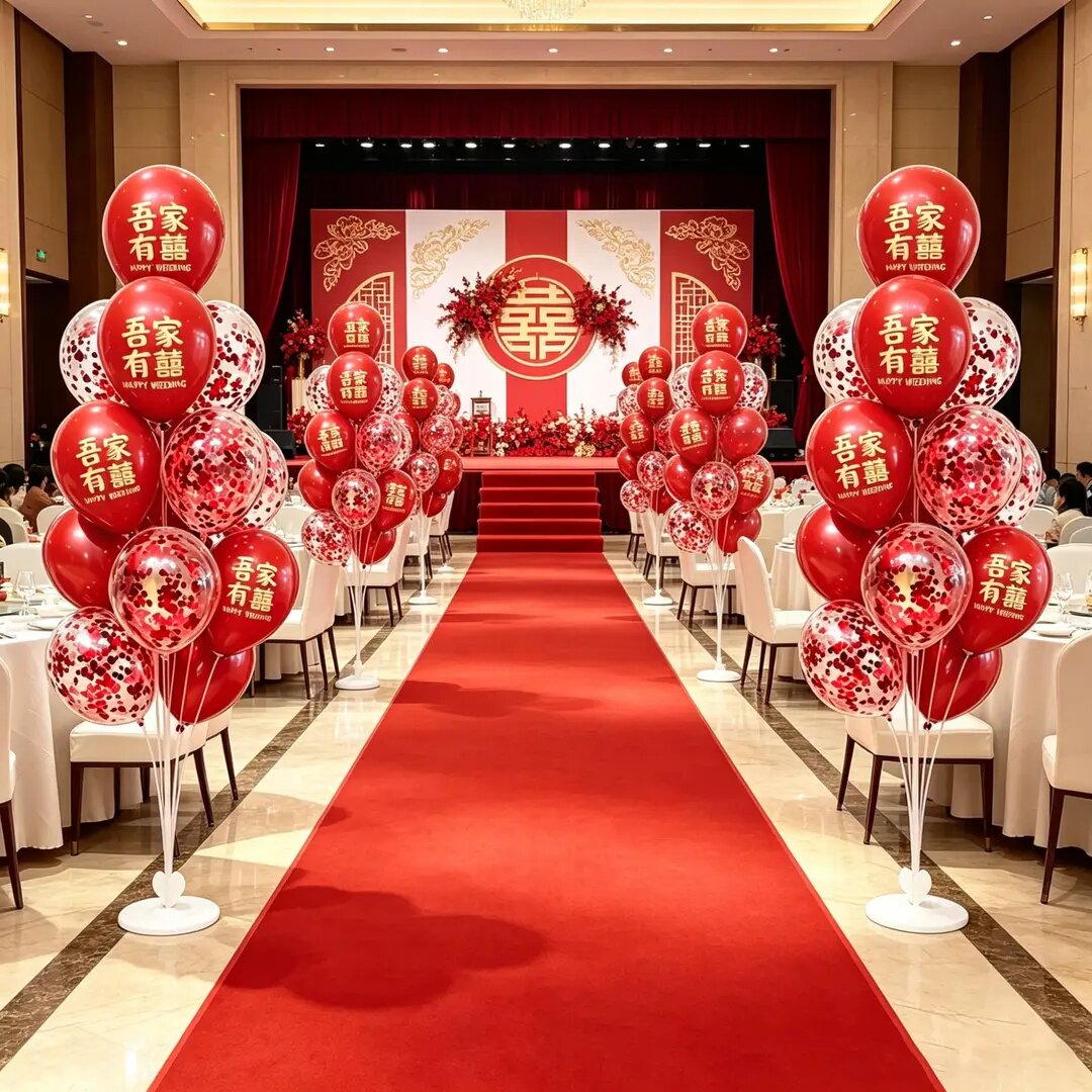 10寸加厚红色爱心气球结婚婚礼装饰用品婚庆布置路引宝石红气球
