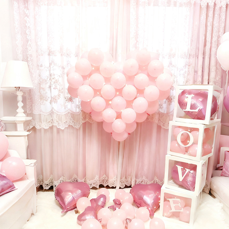 LOVE粉色爱心气球盒子表白求婚浪漫氛围感场景布置情人节惊喜装饰