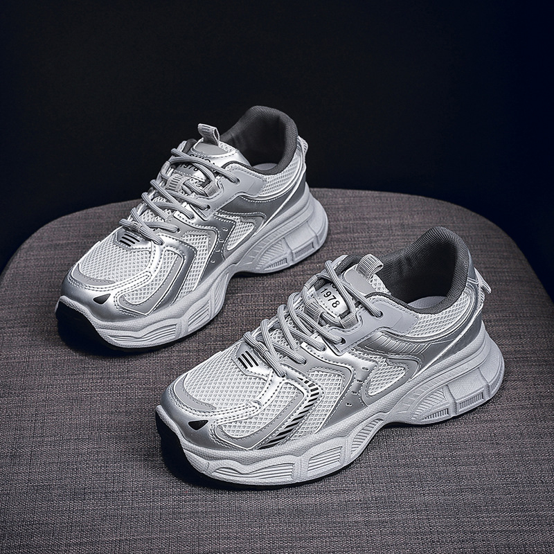 2025新款春秋休闲鞋女鞋透气网面老爹鞋情侣运动网鞋潮增高鞋子男