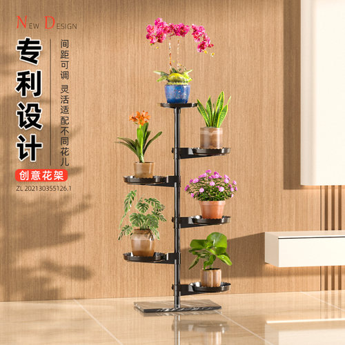 花架阳台客厅置物架新款室内落地极简铁艺悬挂鸟笼电视柜旁花架子