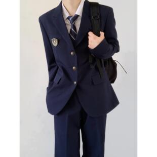 木村叔dk日系制服绀色西装外套男士jk女大学生正装西服西裤子套装