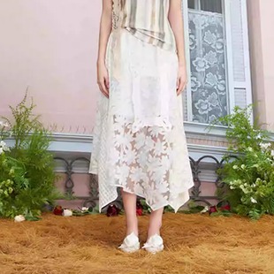 柚子茶集合店CHEERi 花卉透明网纱半身长裙优雅女 UPi 25春夏新品