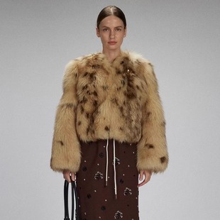 【LACERTA/莱瑟塔】2025冬季品牌定制山猫纹狐狸毛皮草外套大衣女