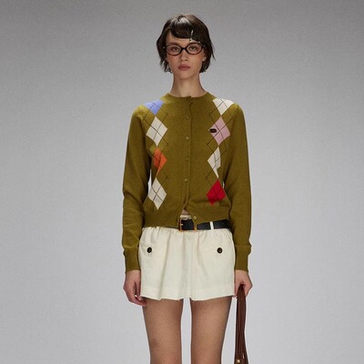 学院风五彩萎格羊毛针织外套