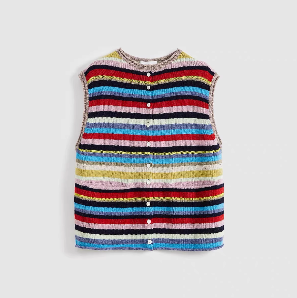 【正品特惠】SHORT SENTENCE短句25早秋彩色条纹多扣针织马甲