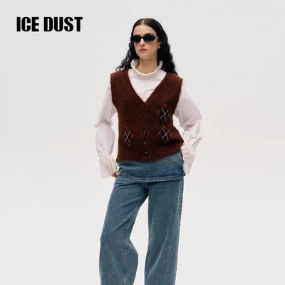 秋冬新款V领无袖针织马甲毛衣