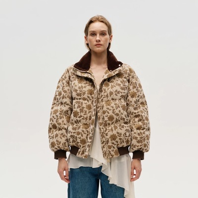 ICEDUST立领白鹅绒羽绒服女冬季新款高级感复古提花外套上衣