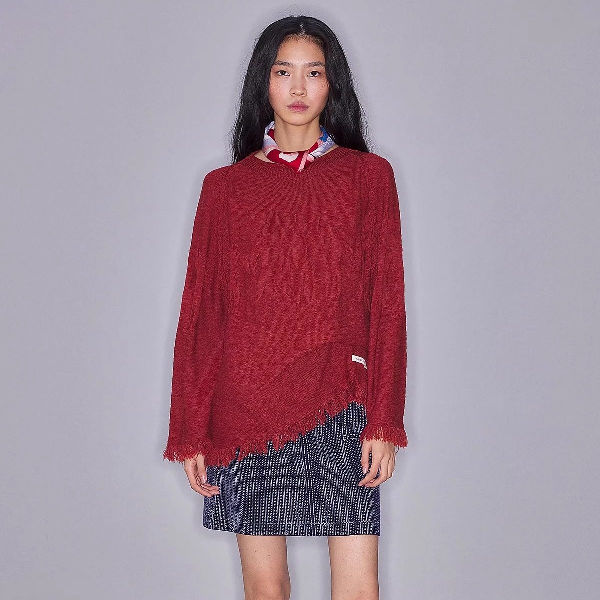 新品仿牛仔提花口袋针织半裙