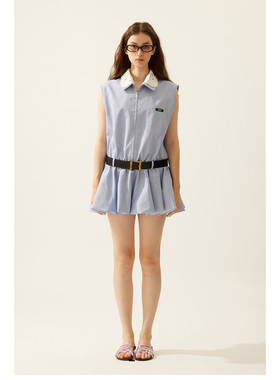 【LACERTA/莱瑟塔】2026早春蕾丝领学院风连衣裙收腰无袖衬衫短裙