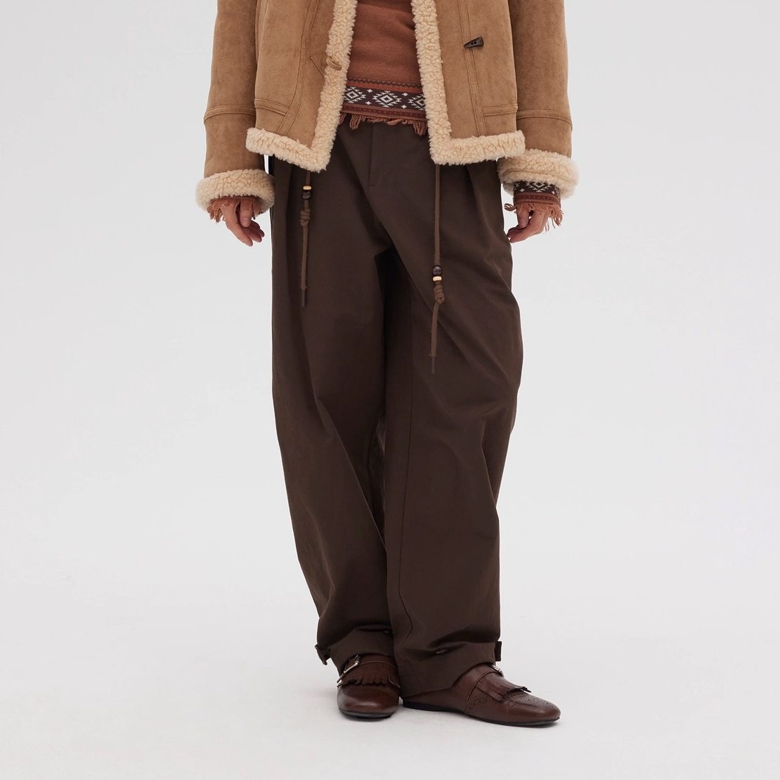 Vena Label咖色弯刀裤女26春夏季新款磨毛设计感阔腿休闲裤子,女装/女士精品,休闲裤,淘宝优惠券,粉丝福利购,淘宝优惠卷