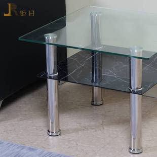 钜日 圆形简约铝管餐台脚桌腿家具配件 玻璃不锈钢茶几脚 双层时尚