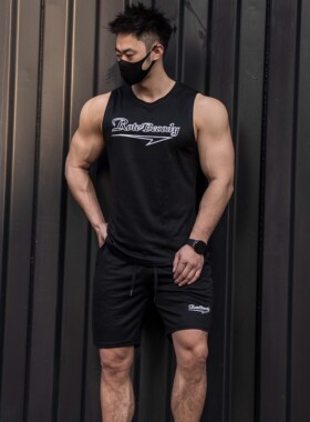 夏季运动套装男跑步健身裤子短袖冰丝t恤宽松速干衣篮球训练背心