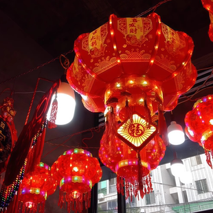 新年灯笼LED七彩旋转走马灯笼乔迁阳台挂饰灯笼结婚春节喜庆宫灯
