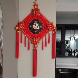 中国结客厅桃木挂件大号福字玄关背景墙红色小平安结喜庆乔迁装饰