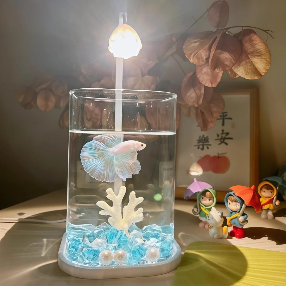 斗鱼缸家用客厅小型金鱼缸办公桌书桌观赏小鱼缸桌面造景生态养鱼