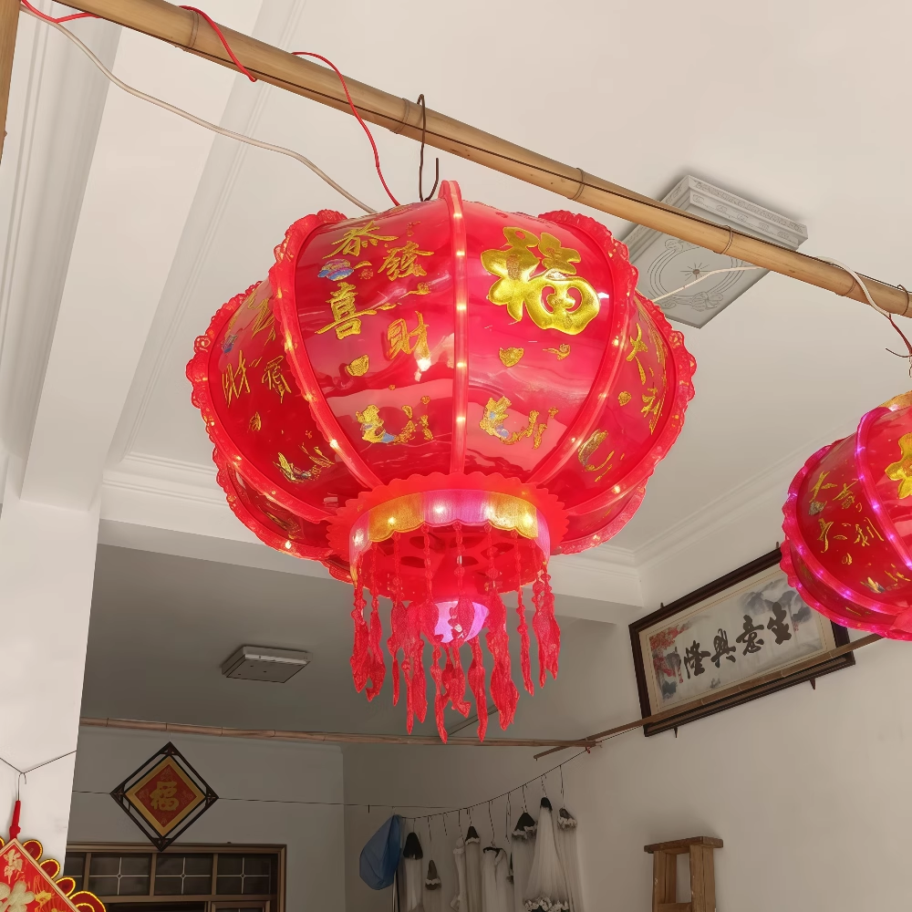 新年LED七彩旋转走马灯笼