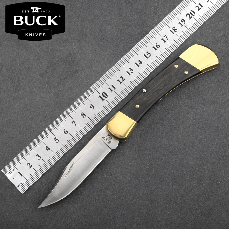 buck美国正品巴克进口折叠猎刀水果经典110不锈钢黄铜木柄110brs