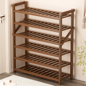 简易经济型家用宿舍门口实木多层收纳小鞋 楠竹鞋 架子免安装 柜落地