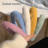 发箍女可爱糖果色粗毛毛发卡韩国气质女简约百搭外出网红头饰秋冬