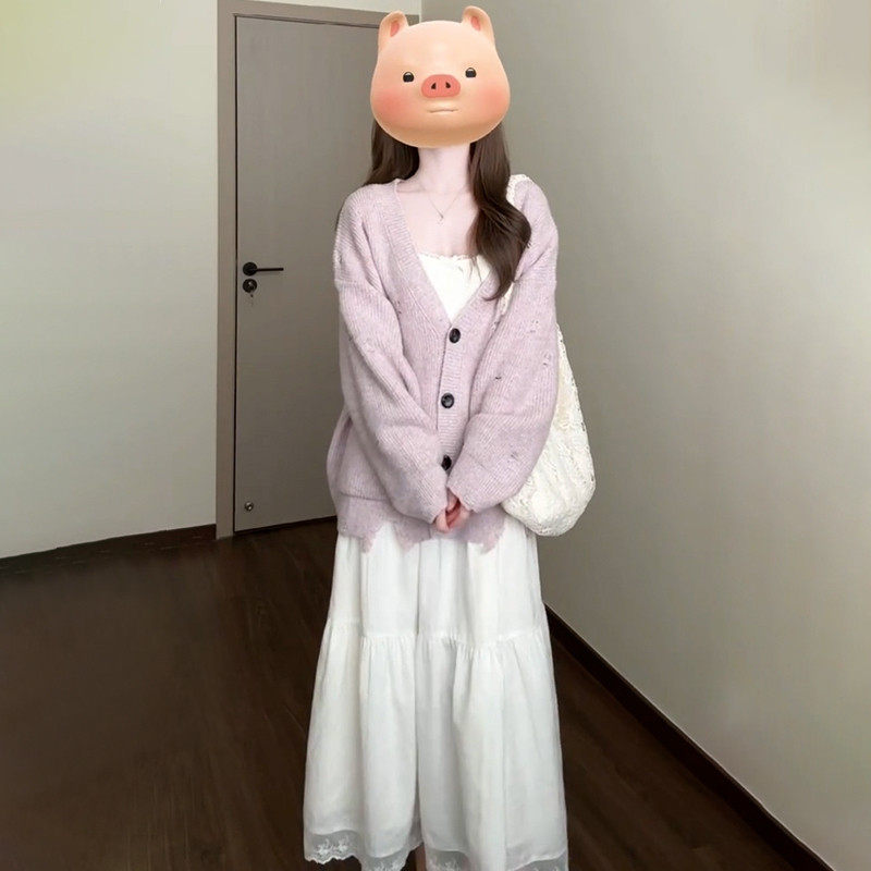 胖薯大码法式气质白色吊带连衣裙女秋冬高级感巨好看韩系长裙套装,女装/女士精品,时尚套装,淘宝优惠券,粉丝福利购,淘宝优惠卷