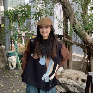 胖薯大码小个子景德镇西双版纳云南旅游森系女装宽松针织马甲叠穿