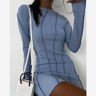 New bell sleeve dress women's tight sexy short skirt women