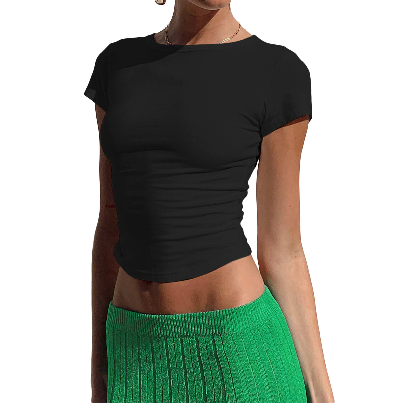 New women's T-shirt sexy solid color bottom shirt