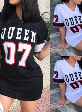 Women summer casual loose t shirts dress Lady blouse dresses