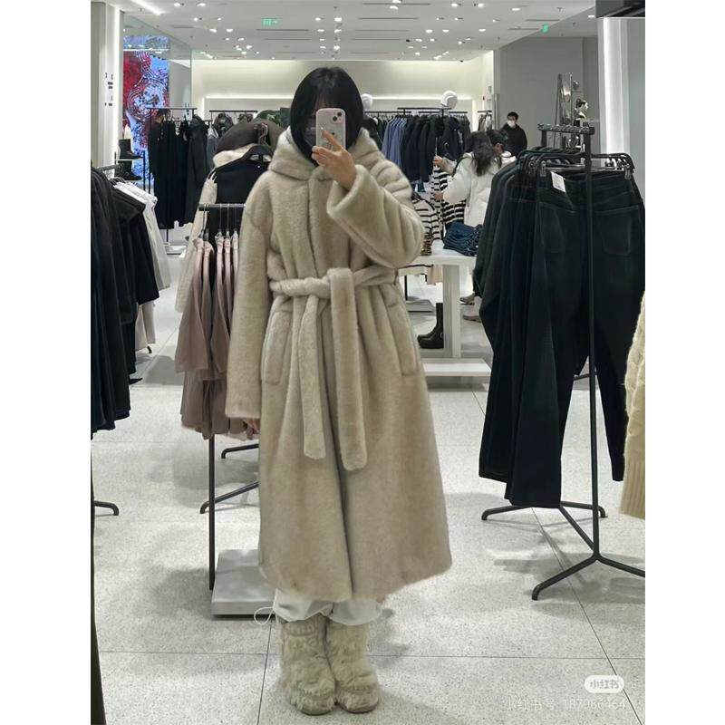 秋冬连帽仿皮草女长款环