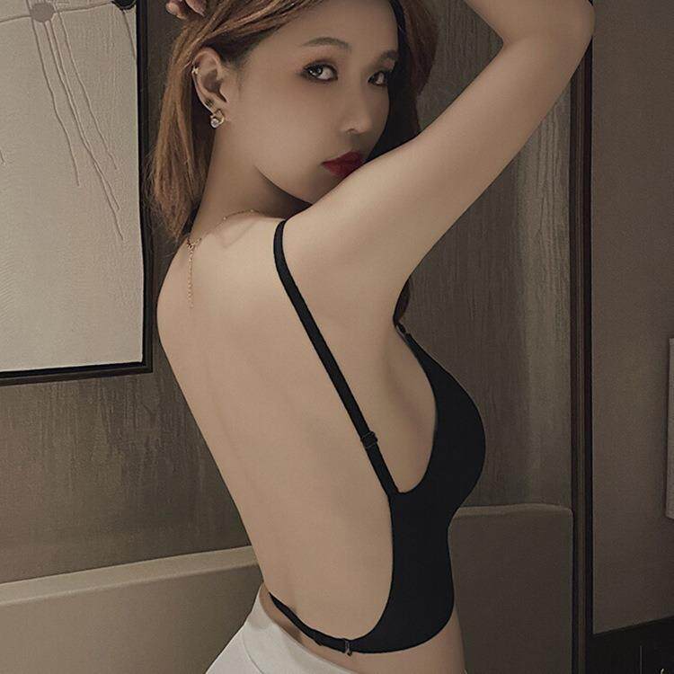 多穿式露背~U型美背内衣女小胸聚拢带胸垫背心一体无痕露背文胸罩