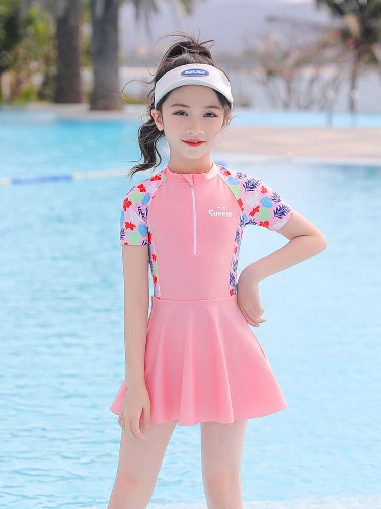 泳衣女款儿童游泳衣10岁女童装备用品连身中大童6岁新款防晒洋气