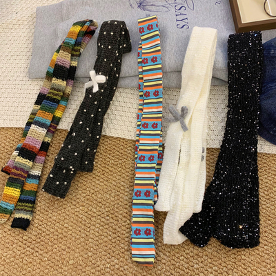 韩系针织长条细窄围巾女时髦百搭氛围感围脖秋冬季保暖装饰外搭