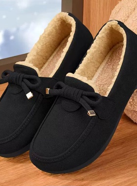 加厚老北京布鞋女2025新款豆豆鞋外穿防滑毛毛鞋不累脚保暖懒人鞋
