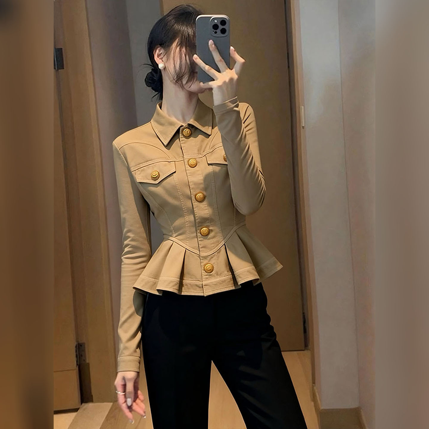 JOYIASS2025新款独特漂亮巨好看早秋卡其色短款外套女装春秋掐腰