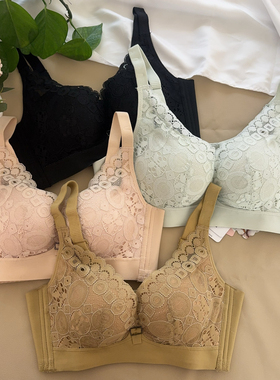 古妃28403中厚杯小胸聚拢棉无钢圈调整型文胸罩收副乳蕾丝内衣女