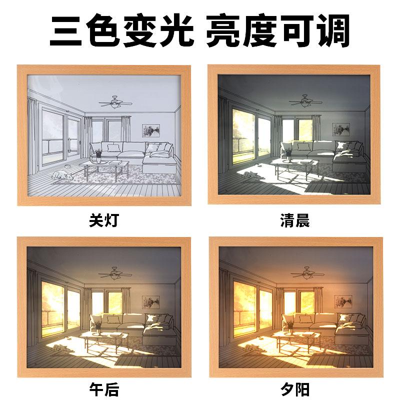灯光氛围画阳光画小夜灯抖音网红灯床头装饰画卧室灯梦照明淳言灯图片