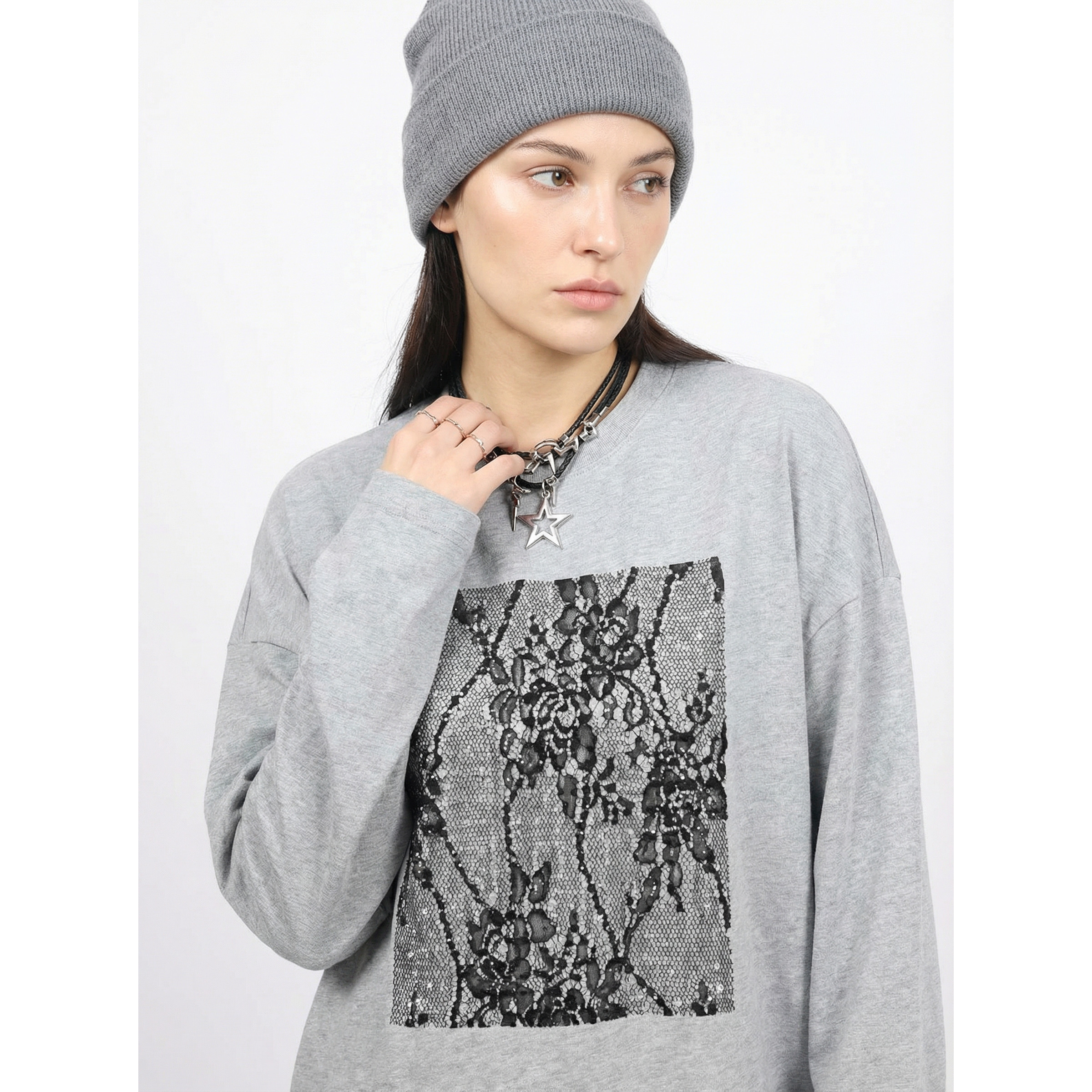 BW 慵懒风早秋设计感打底穿搭秋冬实穿主义披肩长袖T圆领打底衫女