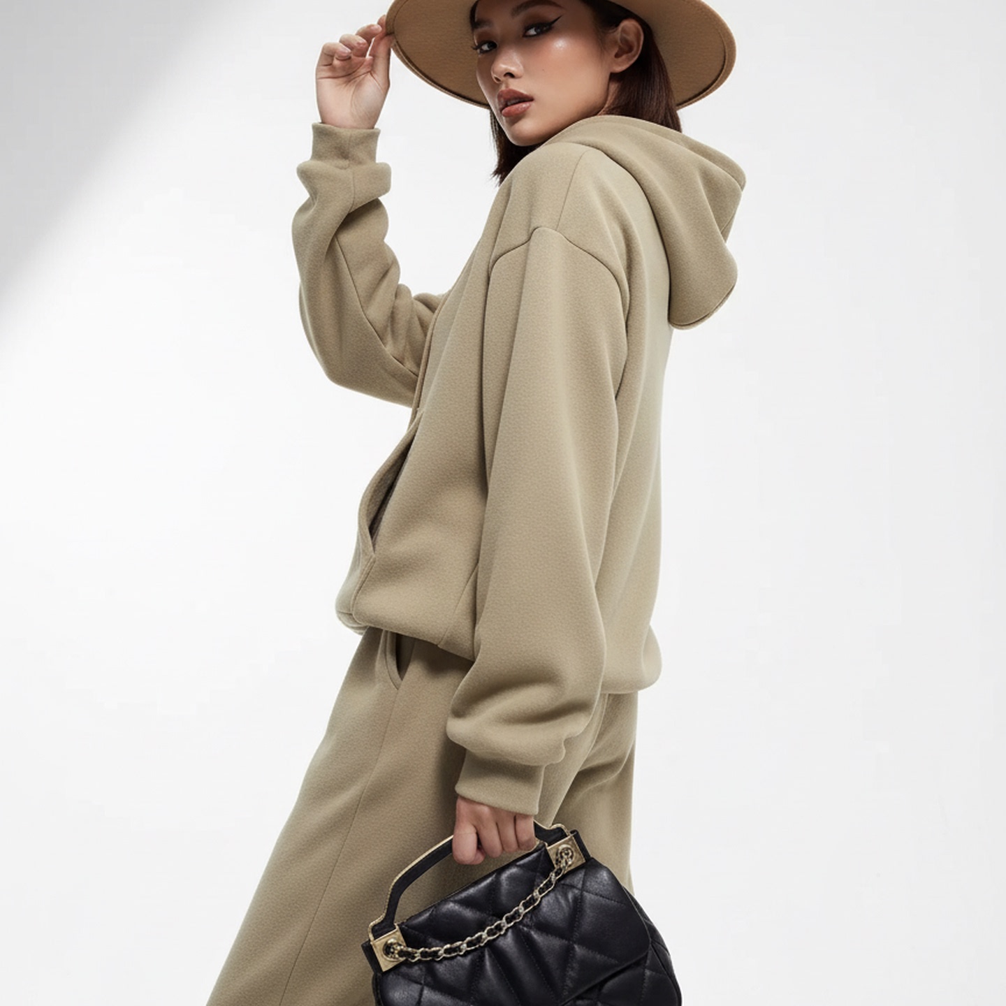 BW加绒加厚连帽运动风套装卫衣卫裤两件套女秋冬实穿主义超凡舒适