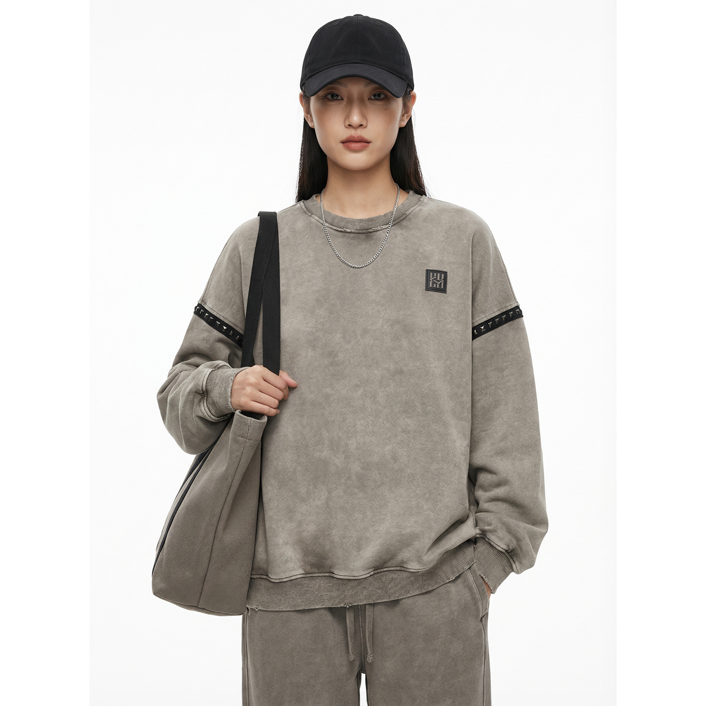 BW 情侣运动风圆领卫衣卫裤套装两件套女舒适极简主义穿搭,女装/女士精品,时尚套装,淘宝优惠券,粉丝福利购,淘宝优惠卷