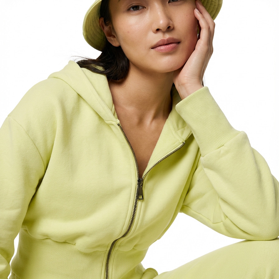 BW 松弛感亮色拉链连帽抽绳运动风休闲卫衣套装女明黄色两件套,女装/女士精品,时尚套装,淘宝优惠券,粉丝福利购,淘宝优惠卷